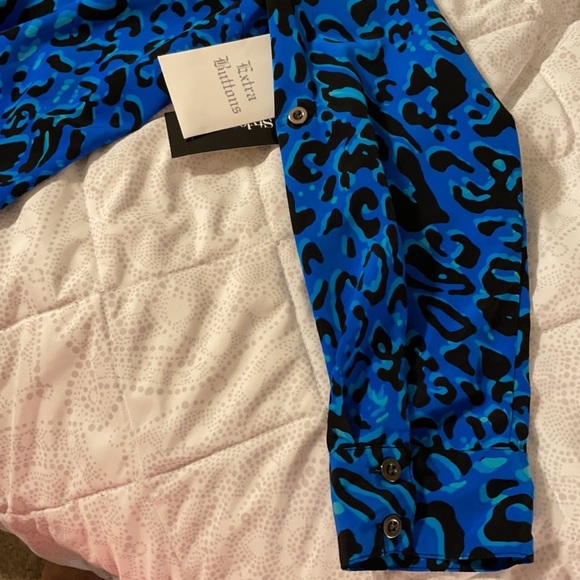 Style & Co Petite Blouse M Blue & Black - Picture 10 of 10